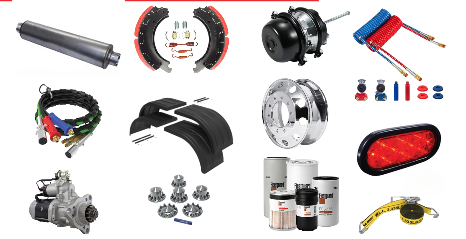 Sample of truck and trailer parts inventory at Whiteside HD Truck Parts